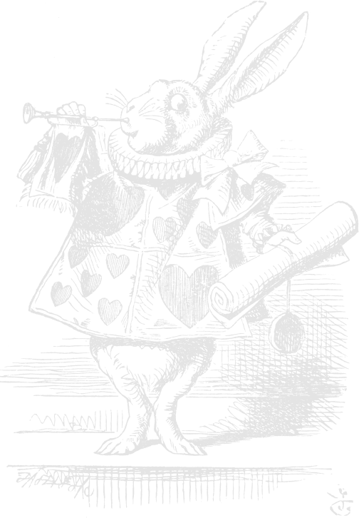 El conejo heraldo tocando la trompeta · Tenniel
