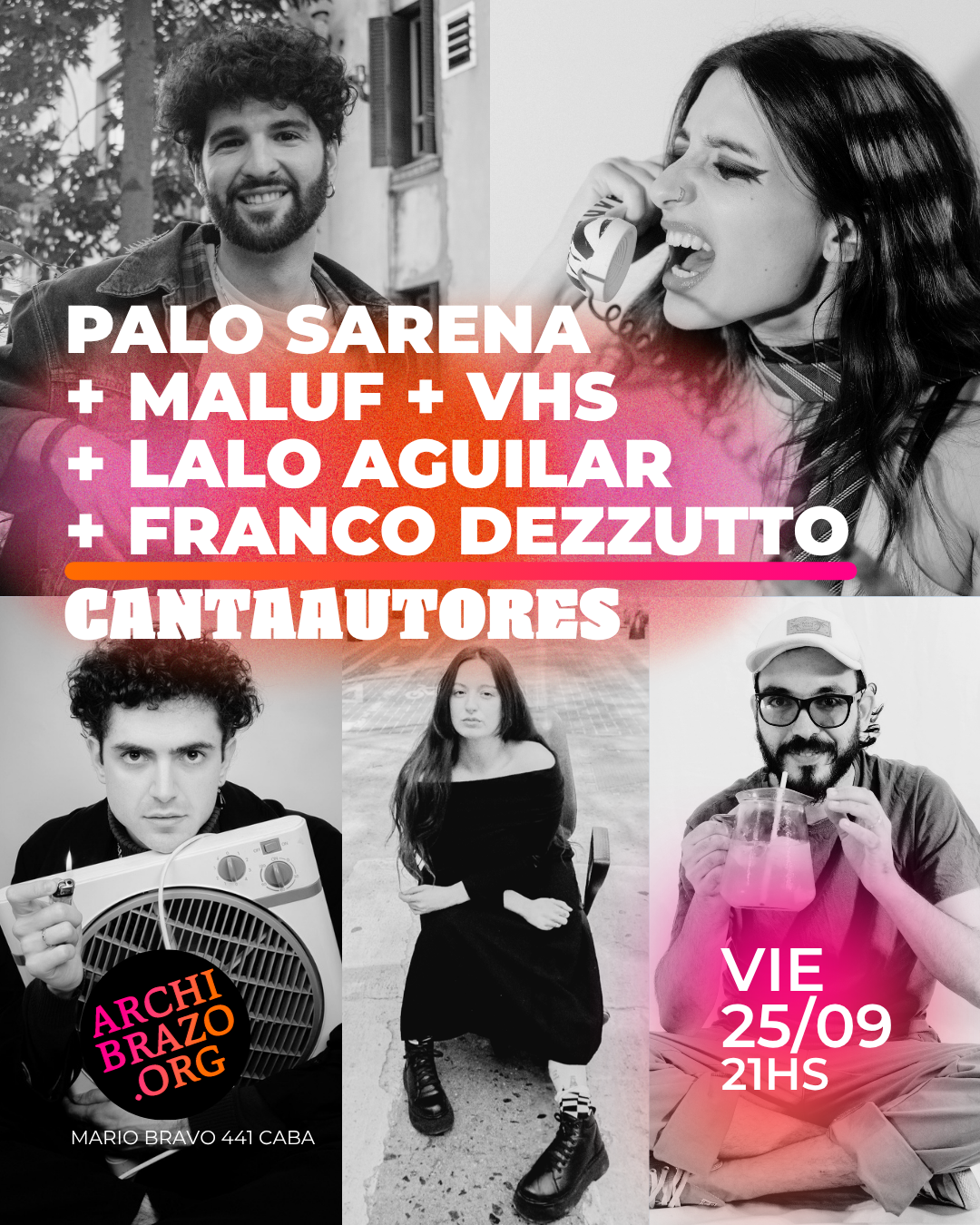 Cantautores | Palo Sarena + MALUF + Lalo Aguilar + VHS + Franco Dezzutto